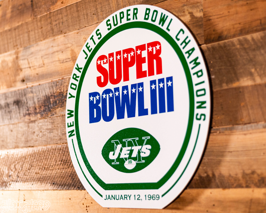 VARSITY Collection- Single Layer New York Jets Super Bowl III Metal Wall Art