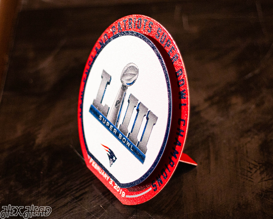 New England Patriots LIII Super Bowl "Double Play" On the Shelf or on the Wall Art