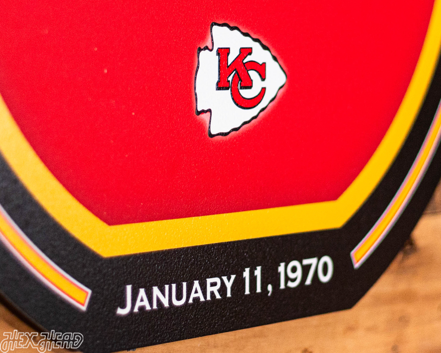 VARSITY Collection- SINGLE layer Kansas City Chiefs Super Bowl IV Metal Wall Art