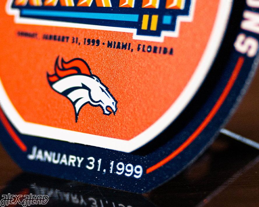 Denver Broncos Super Bowl XXXIII "Double Play" On the Shelf or on the Wall Art