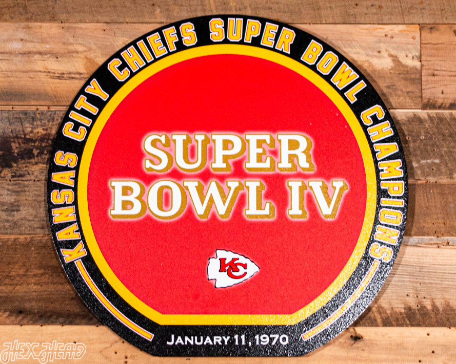 VARSITY Collection- SINGLE layer Kansas City Chiefs Super Bowl IV Metal Wall Art