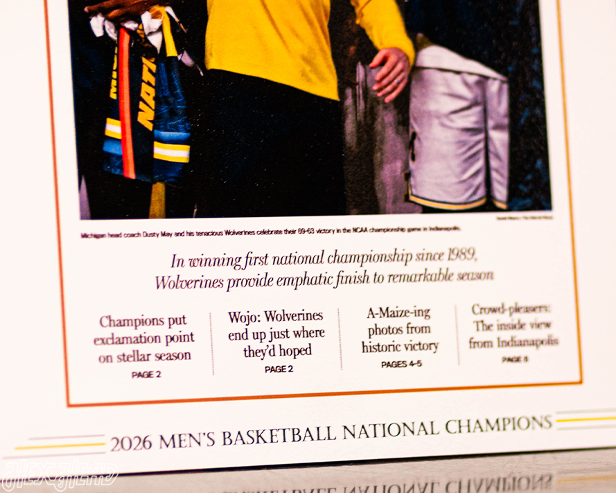 The Detroit News Michigan Wolverines 2026 Men's Basketball National Champions Front Page - APRIL 6, 2026