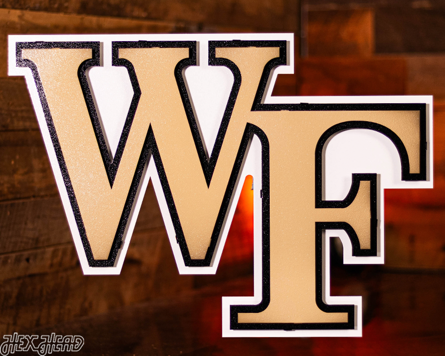 Wake Forest Demon Deacons 3 layer "WF" 3D Metal Wall Art