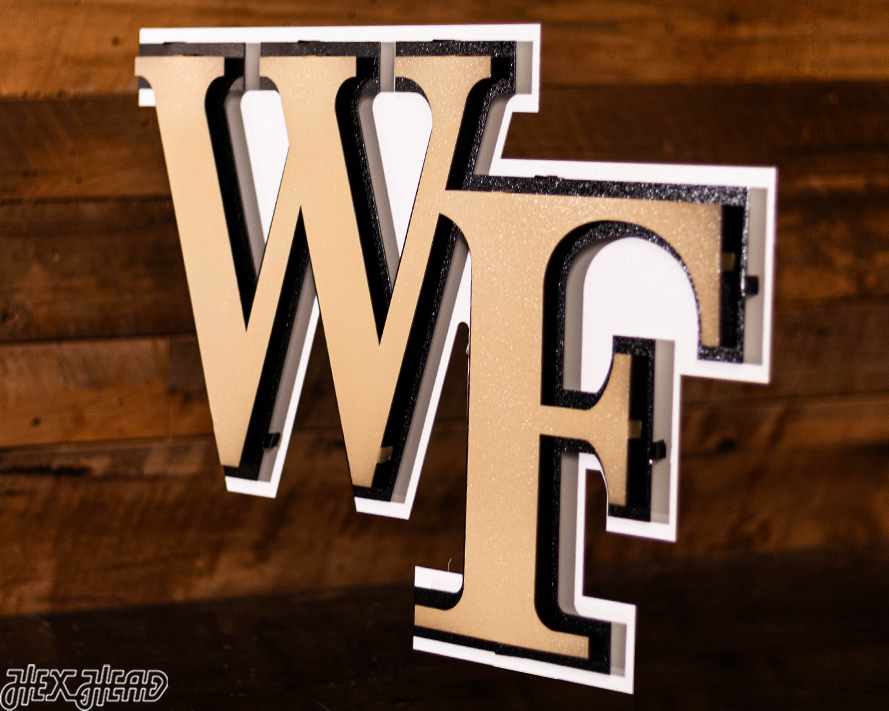 Wake Forest Demon Deacons 3 layer "WF" 3D Metal Wall Art