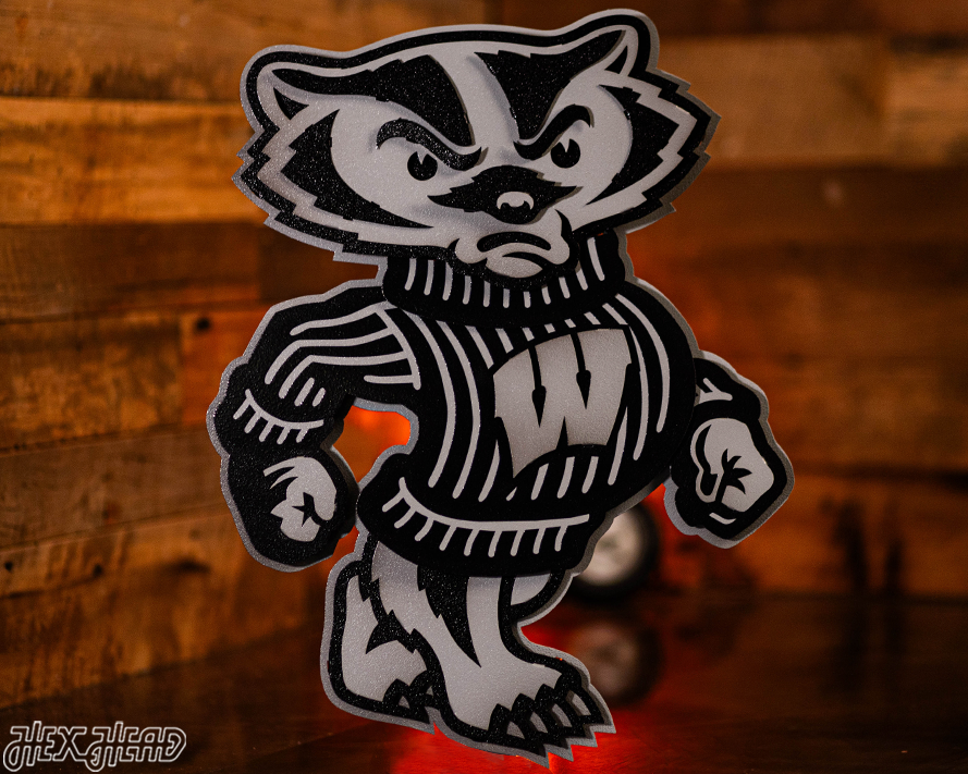 MONOCHROME -  Wisconsin "BADGER"  3D Vintage Metal Wall Art