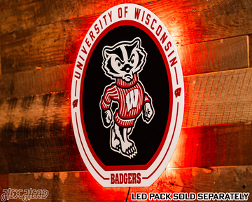 VARSITY Collection- SINGLE Layer Wisconsin Badgers Metal Wall Art