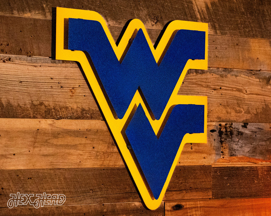West Virginia "Flying WV" Blue on Gold 3D Metal Art