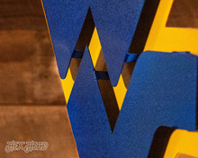 Load image into Gallery viewer, West Virginia &quot;Flying WV&quot; Blue on Gold 3D Metal Art
