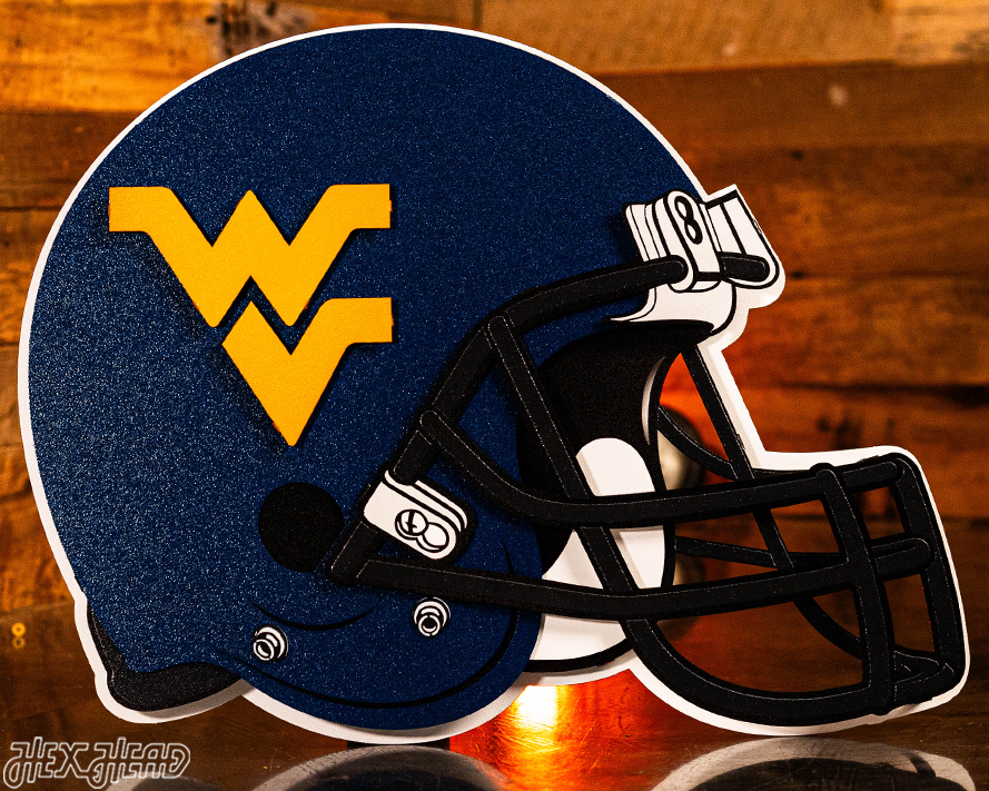 West Virginia Mountaineers BLITZ COLLECTION - 8 LAYER Helmet 3D Metal Wall Art