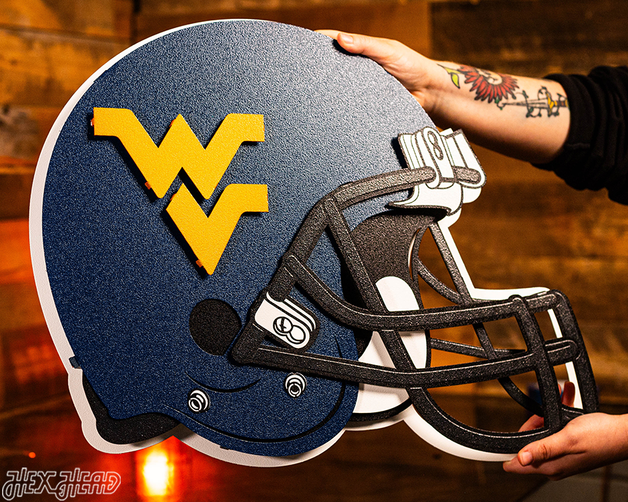 West Virginia Mountaineers BLITZ COLLECTION - 8 LAYER Helmet 3D Metal Wall Art