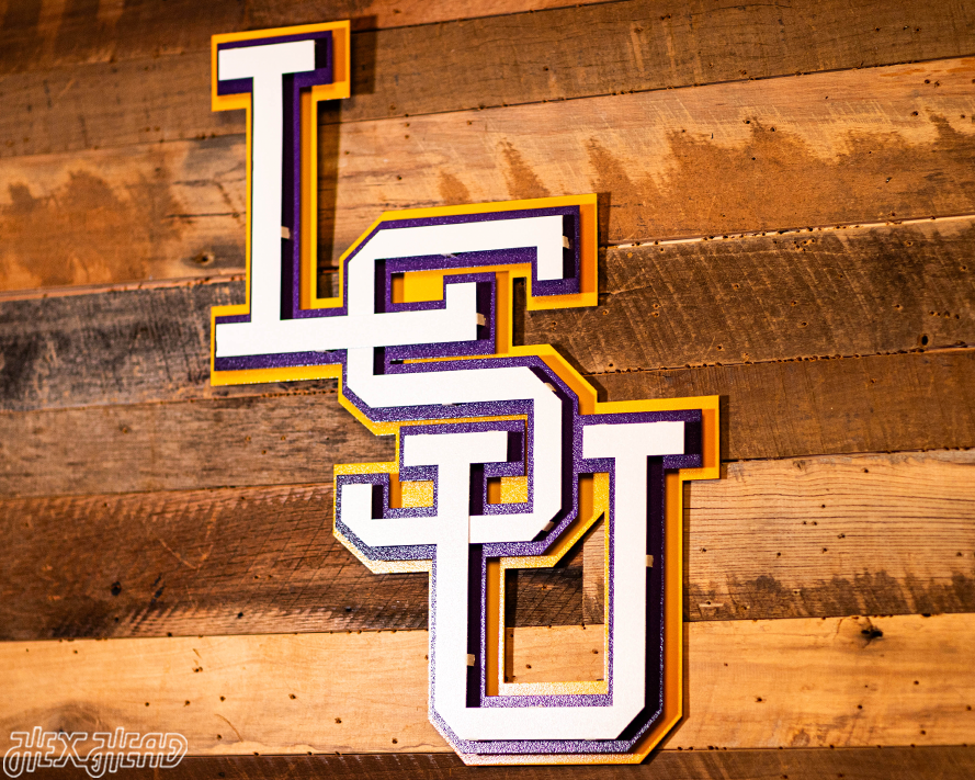 LSU Tigers Interlocking Baseball 3D Metal Wall Art