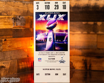 New England Patriots Super Bowl XLIX Ticket Stub Single Layer Metal Wall Art