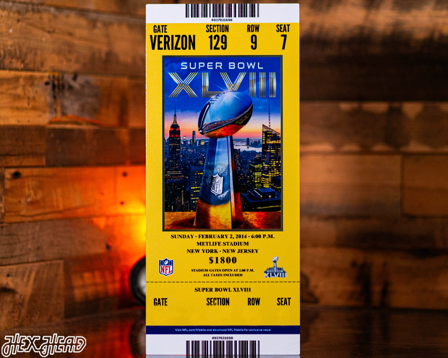 Seattle Seahawks Super Bowl XLVIII Ticket Stub Single Layer Metal Wall Art