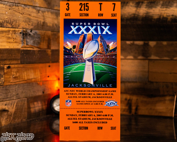 New England Patriots Super Bowl XXXIX Ticket Stub Single Layer Metal Wall Art
