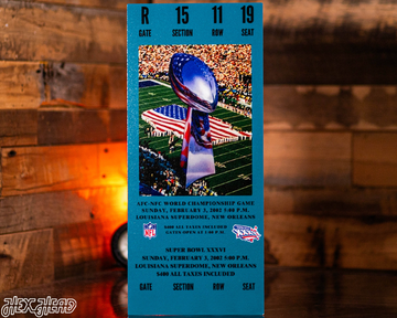 New England Patriots Super Bowl XXXVI Ticket Stub Single Layer Metal Wall Art