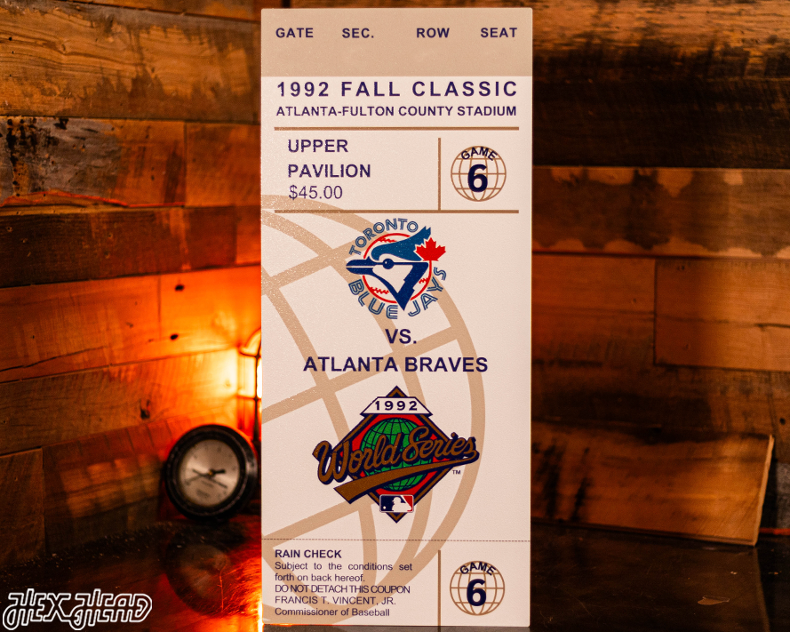 Toronto Blue Jays Personalized 1992 World Series Ticket Stub Single Layer Metal Wall Art