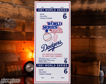 Los Angeles Dodgers Personalized 1981 World Series Ticket Stub Single Layer Metal Wall Art