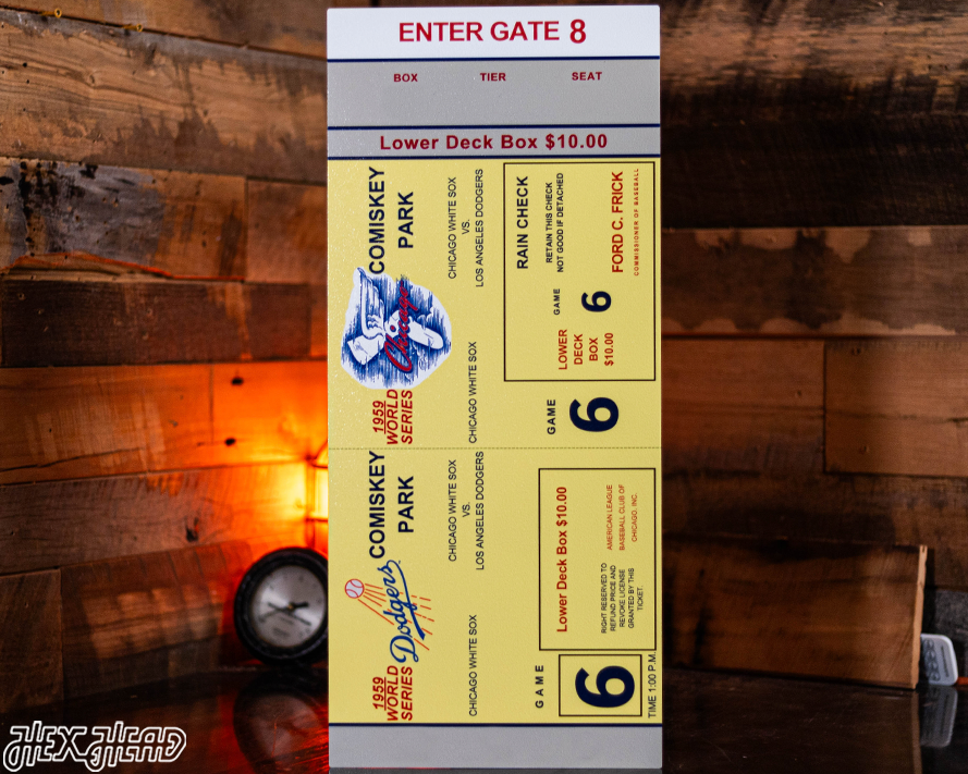 Los Angeles Dodgers Personalized 1959 World Series Ticket Stub Single Layer Metal Wall Art