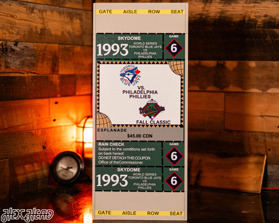 Toronto Blue Jays Personalized 1993 World Series Ticket Stub Single Layer Metal Wall Art