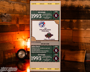 Toronto Blue Jays Personalized 1993 World Series Ticket Stub Single Layer Metal Wall Art