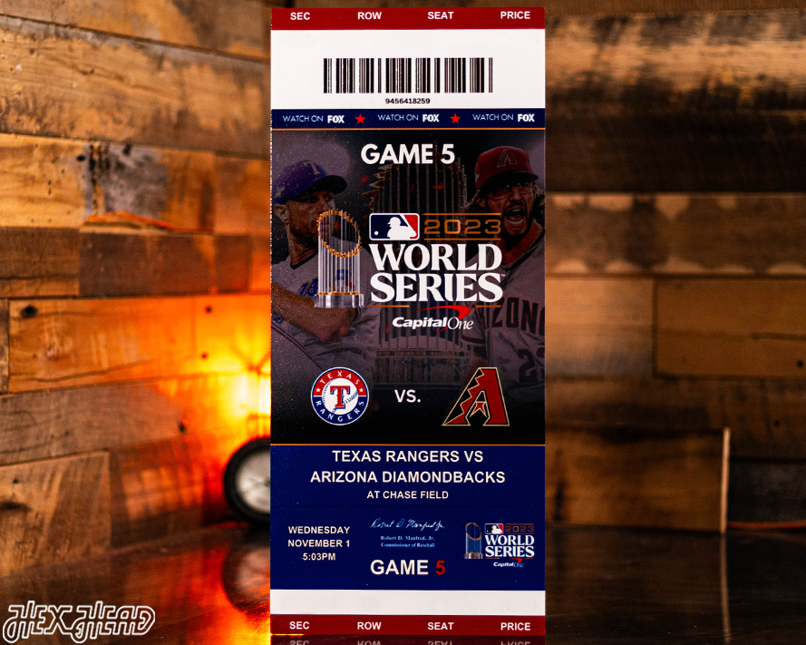 Texas Rangers Personalized 2023 World Series Ticket Stub Single Layer Metal Wall Art