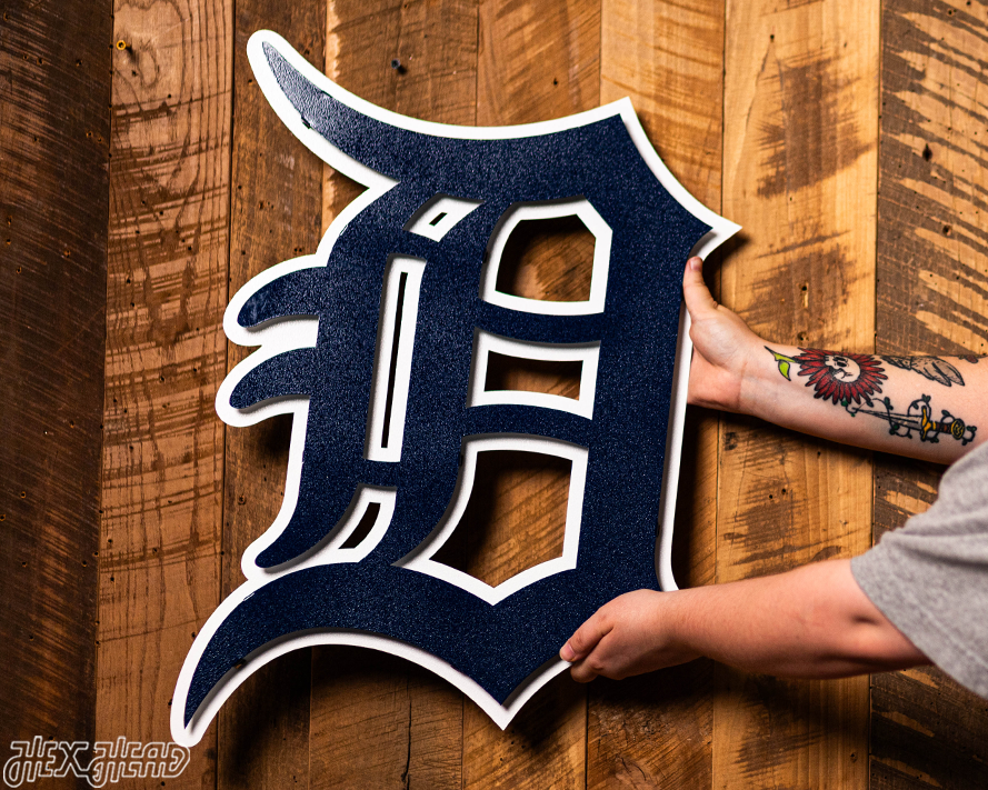 Detroit Tigers "D" - Navy/White 3D Vintage Metal Wall Art