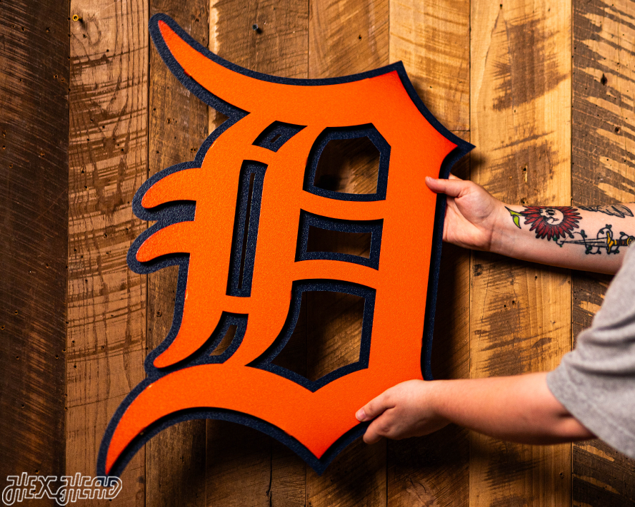Detroit Tigers "D" - Orange/Navy 3D Vintage Metal Wall Art