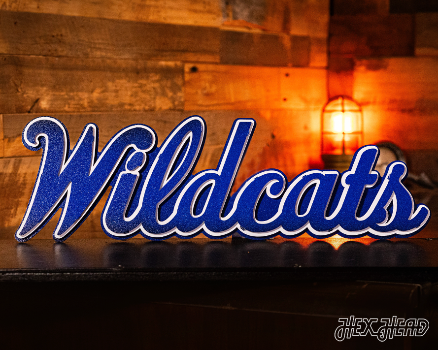 Kentucky Wildcats 3 Layer Script 3D Vintage Metal Wall Art