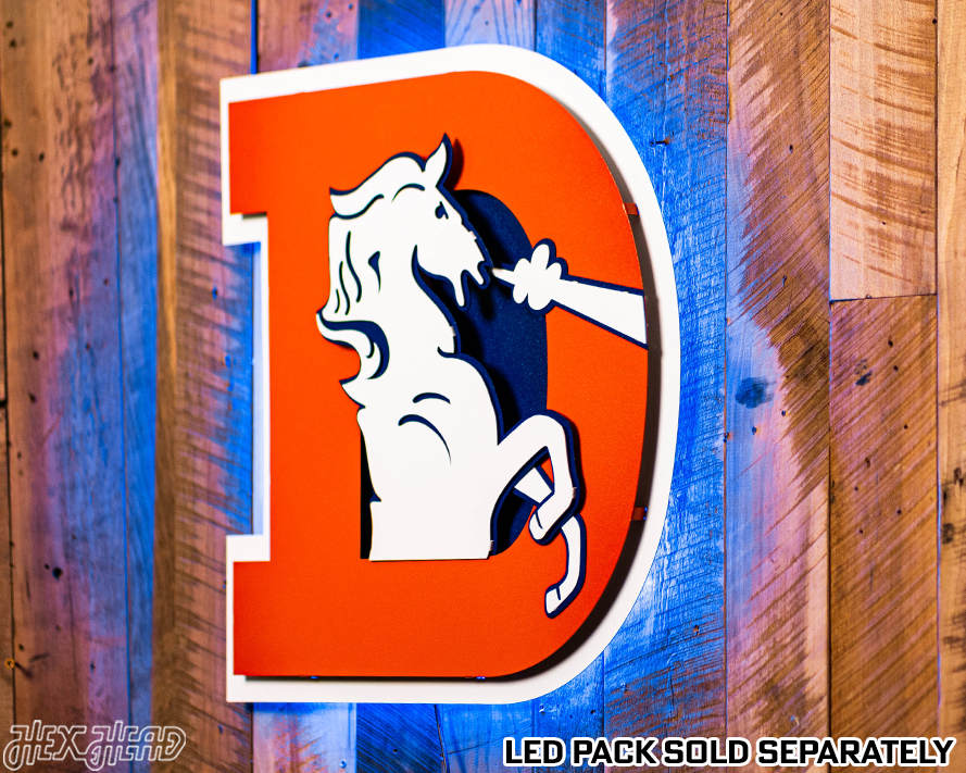 Denver Broncos Retro 1993-96  "D"  3D Vintage Metal Wall Art