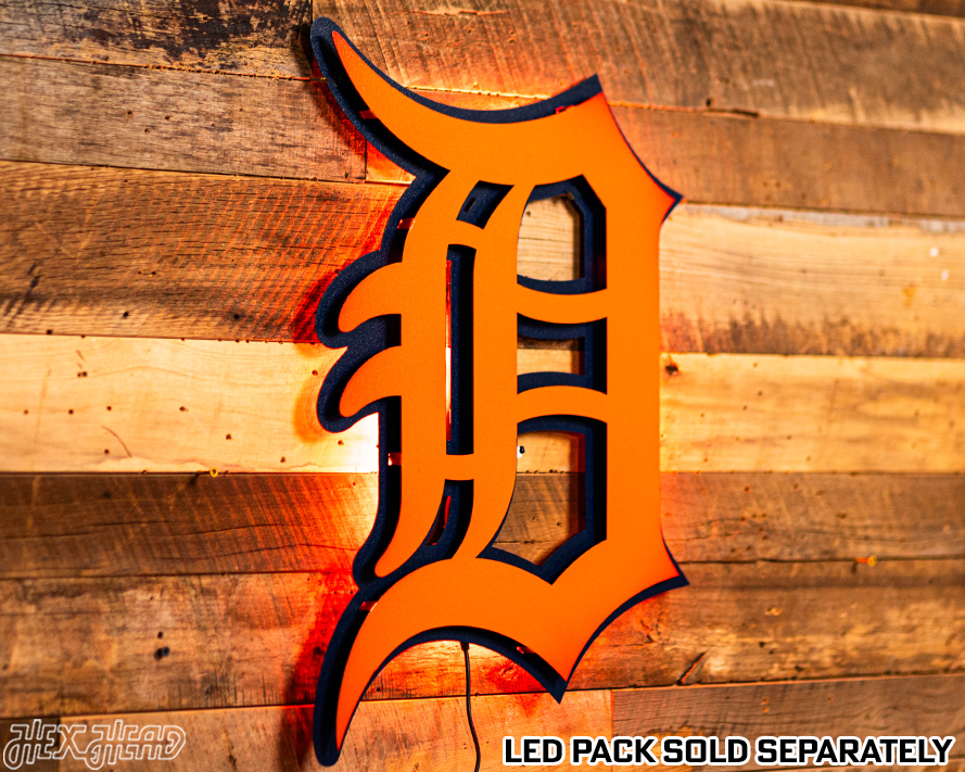 Detroit Tigers "D" - Orange/Navy 3D Vintage Metal Wall Art
