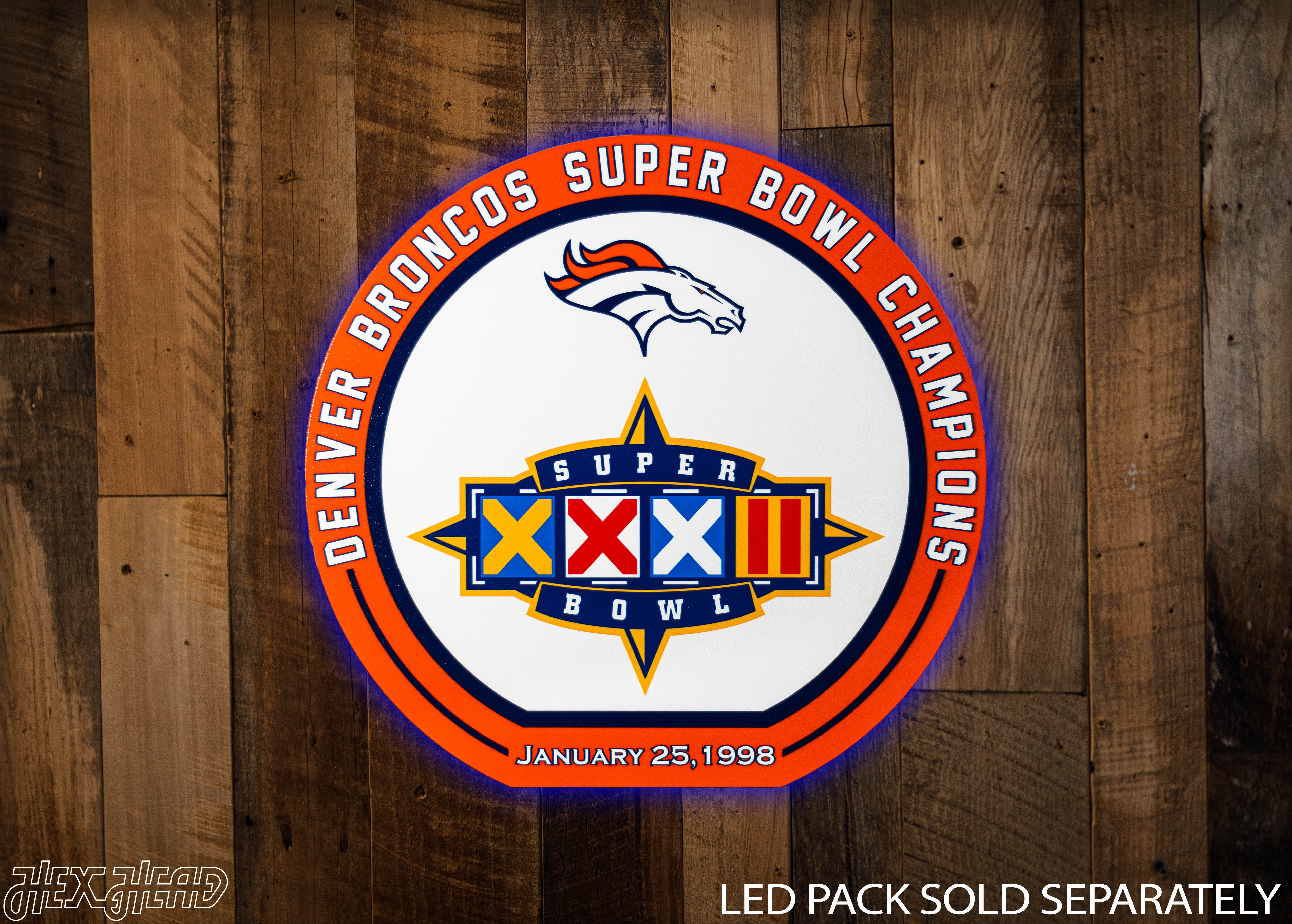 VARSITY Collection- SINGLE Layer Denver Broncos Super Bowl XXXII Metal Wall Art