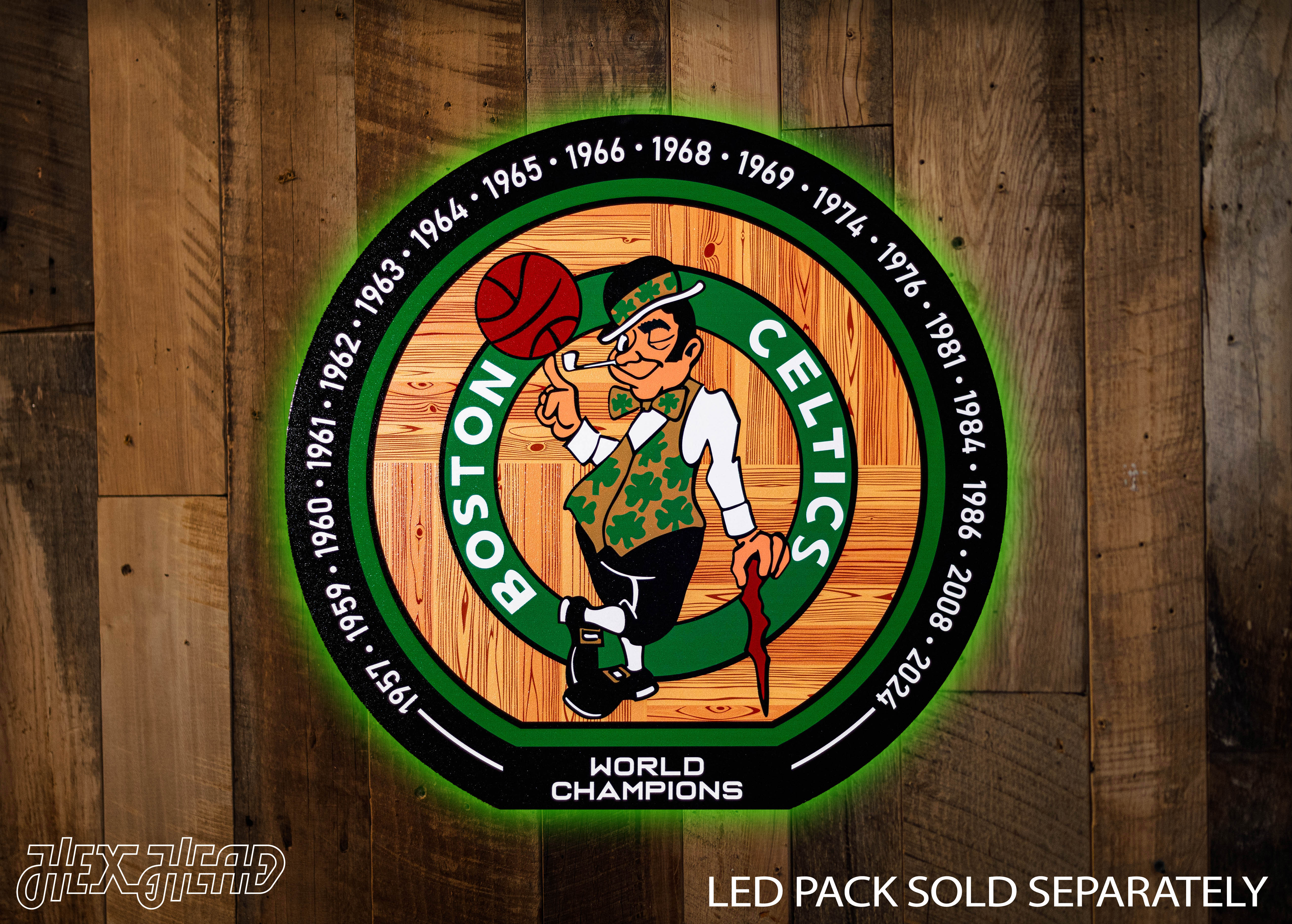 VARSITY Collection- Single layer Parquet Floor Boston Celtics Metal Wall Art