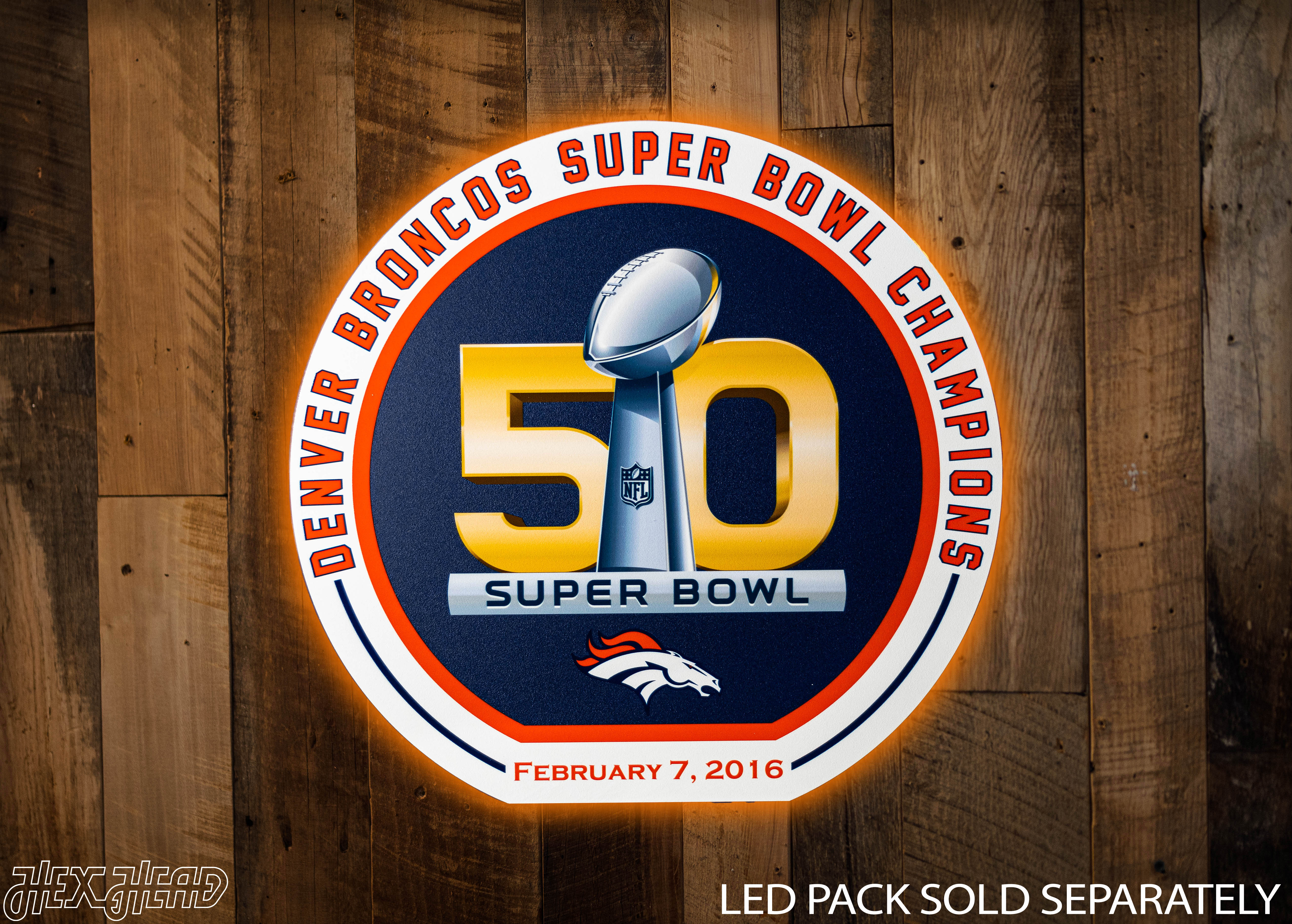 VARSITY Collection- SINGLE Layer Denver Broncos Super Bowl 50 Metal Wall Art