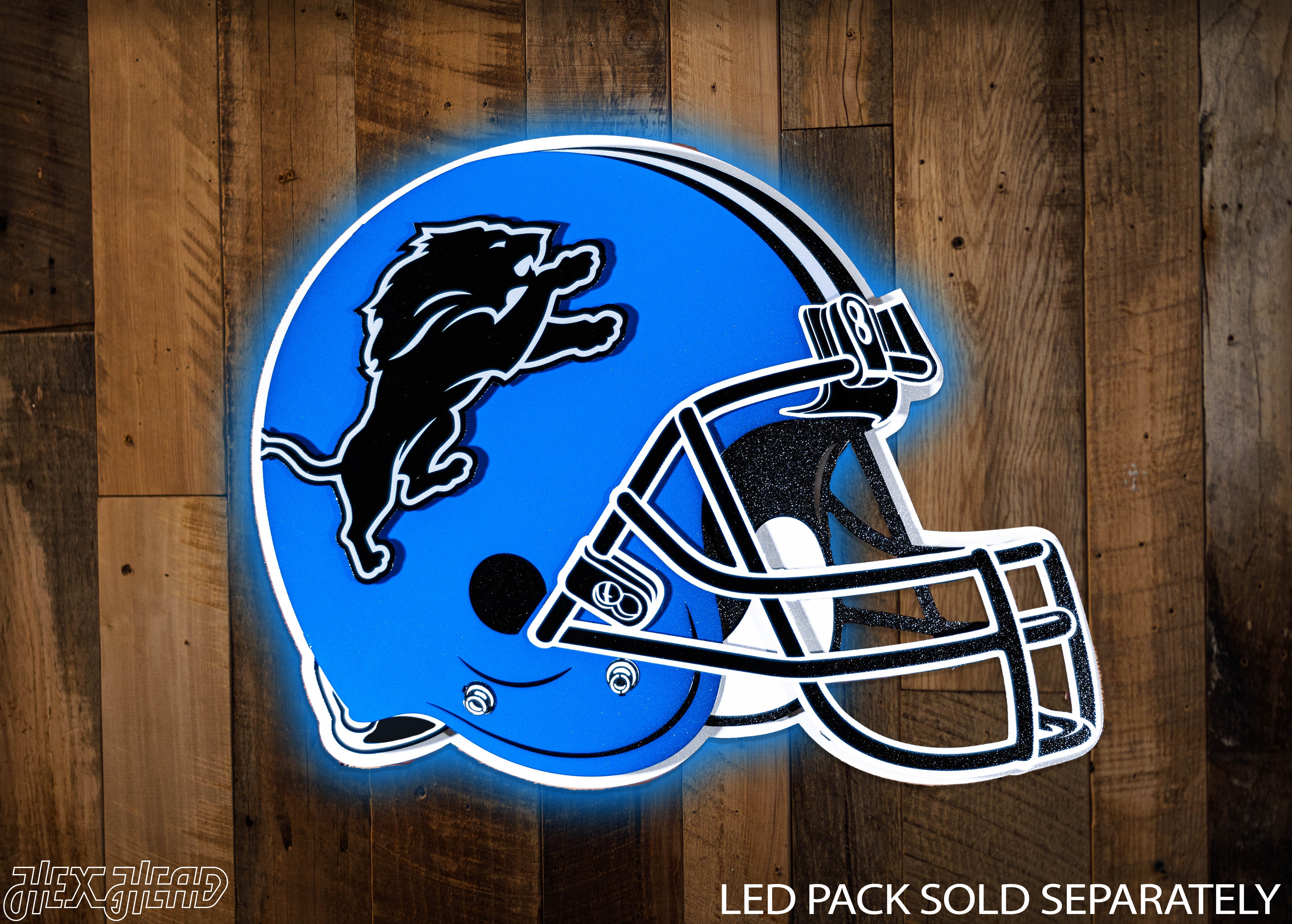 BLITZ Collection - 8 Layer Detroit Lions Alternate Helmet 3D Vintage Metal Wall Art