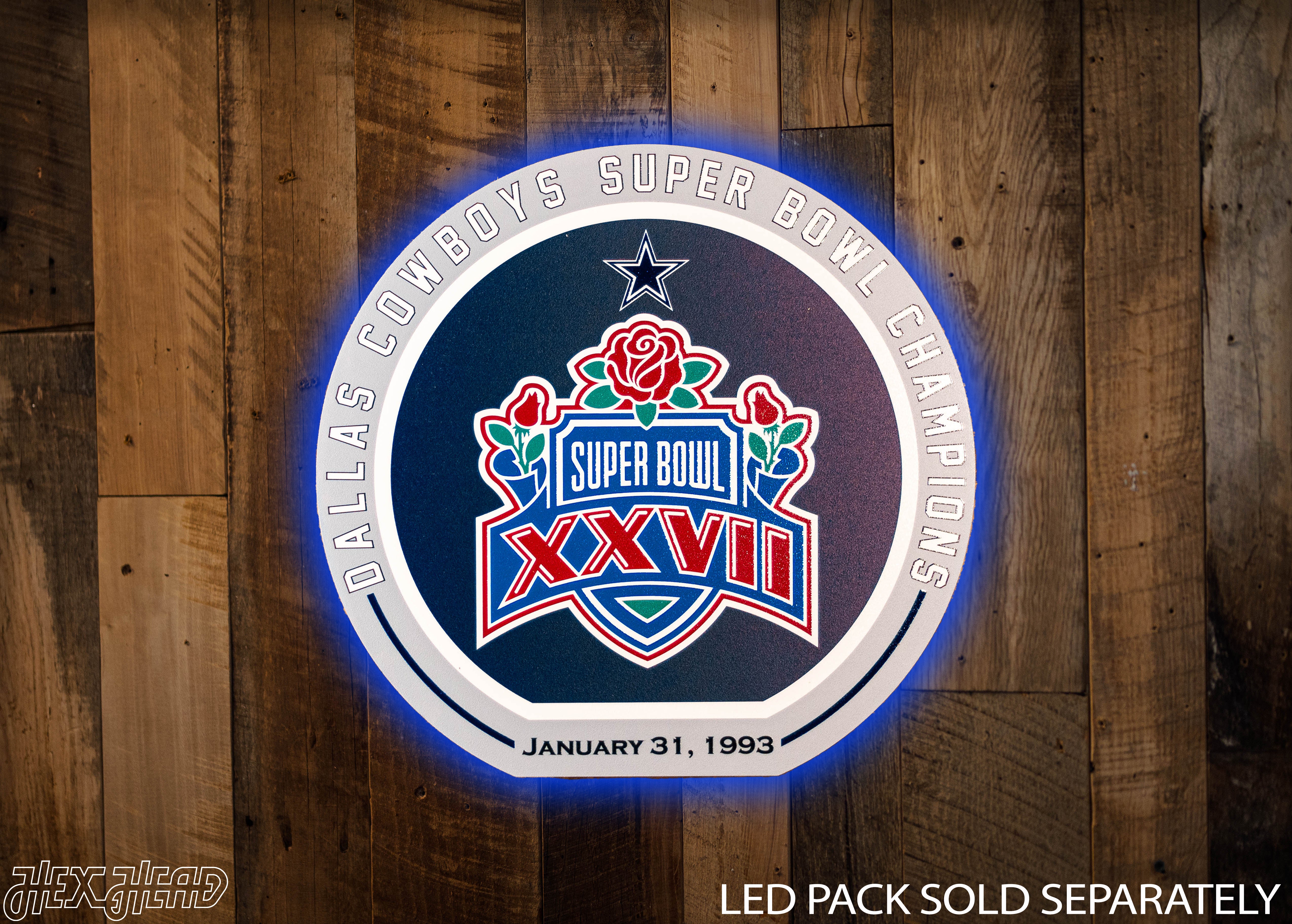 VARSITY Collection- SINGLE Layer Dallas Cowboys Super Bowl XXVII Metal Wall Art