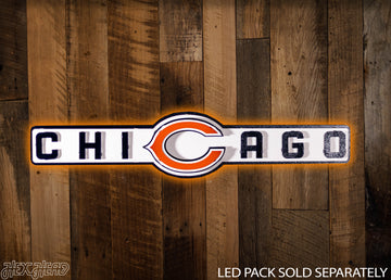 Chicago Bears Wordmark 3D Vintage Metal Wall Art