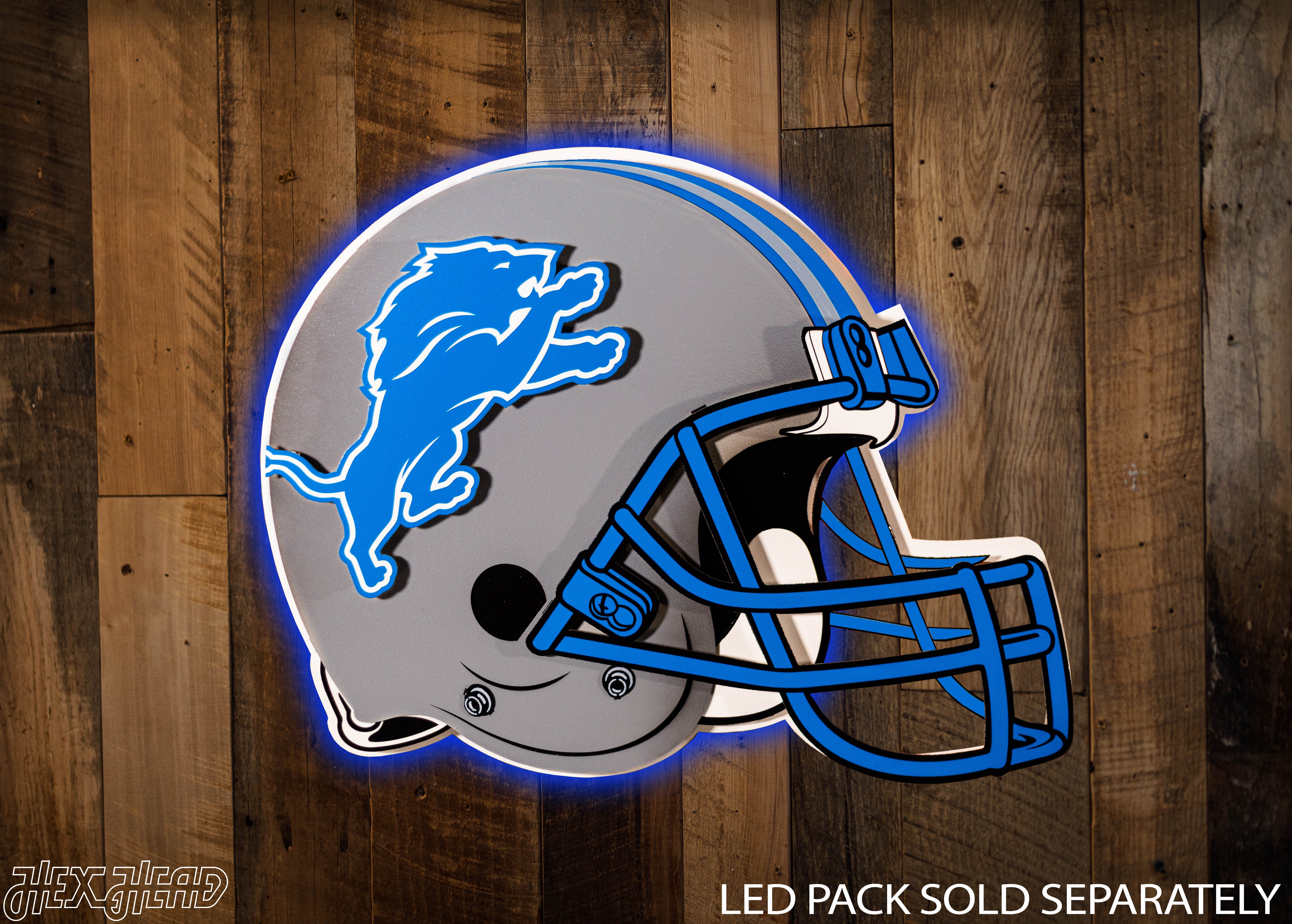 BLITZ Collection - 8 Layer Detroit Lions Helmet 3D Vintage Metal Wall Art