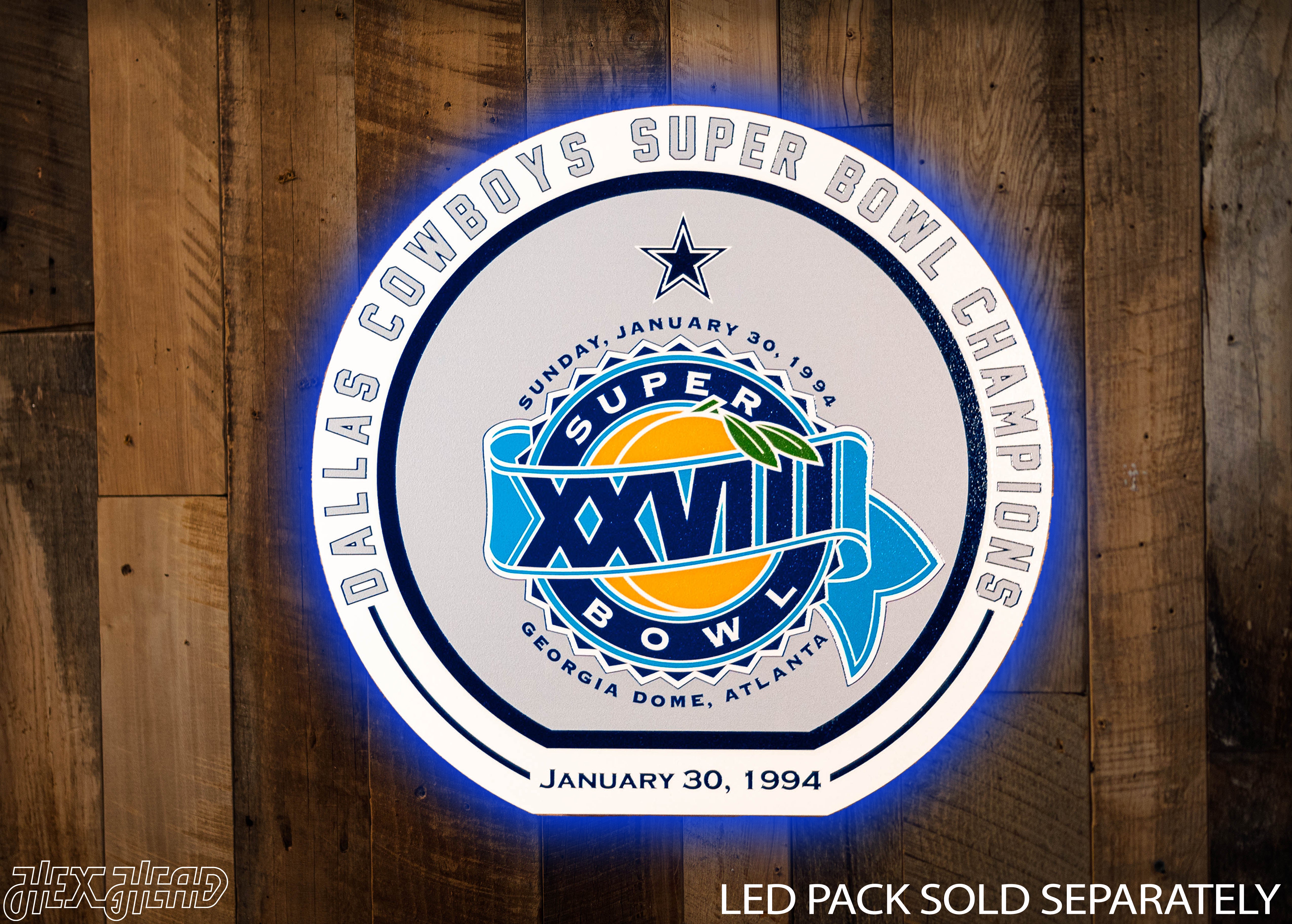 VARSITY Collection- SINGLE Layer Dallas Cowboys Super Bowl XXVIII Metal Wall Art