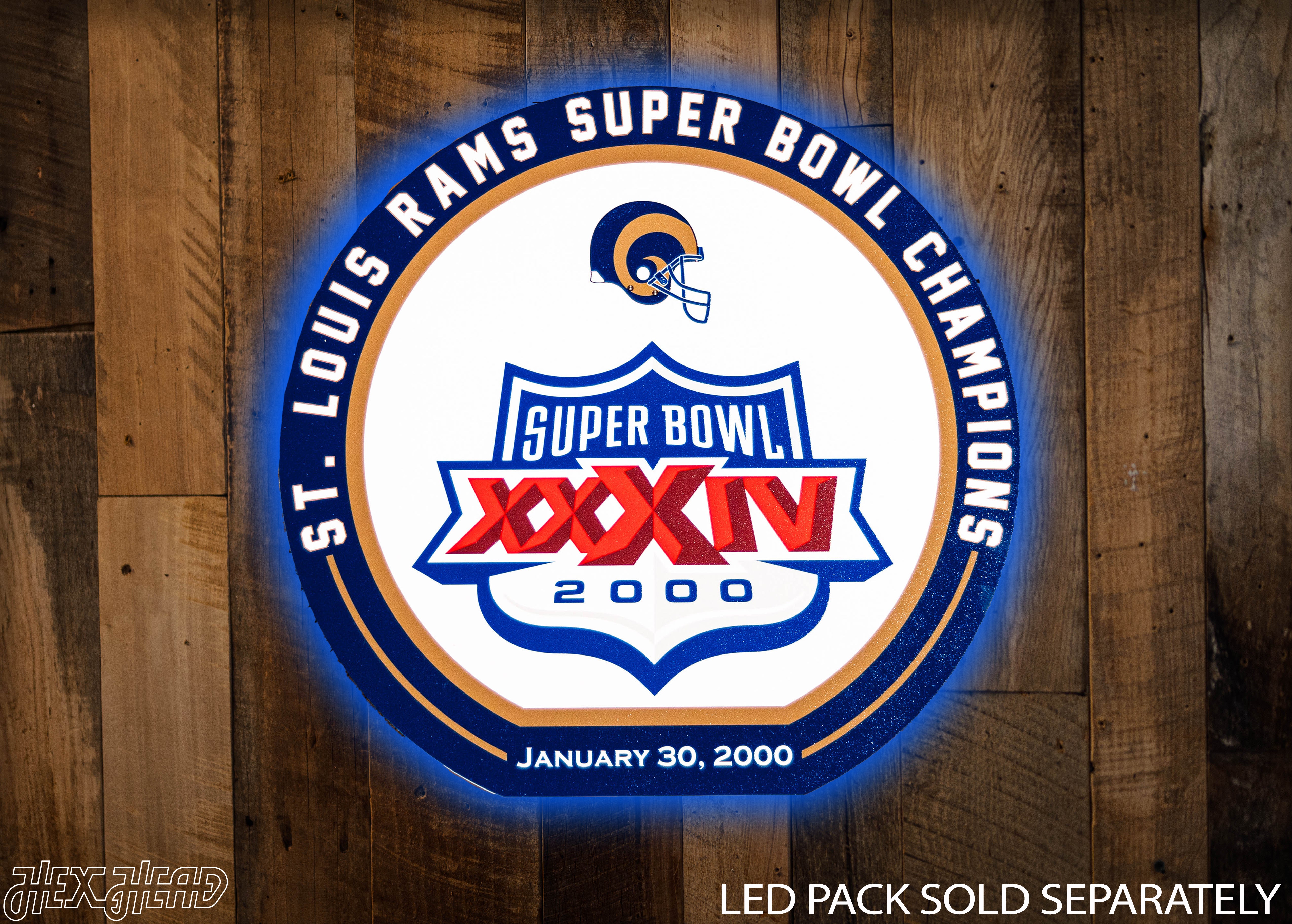 VARSITY Collection- Single Layer Los Angeles Rams Super Bowl XXXIV Metal Wall Art