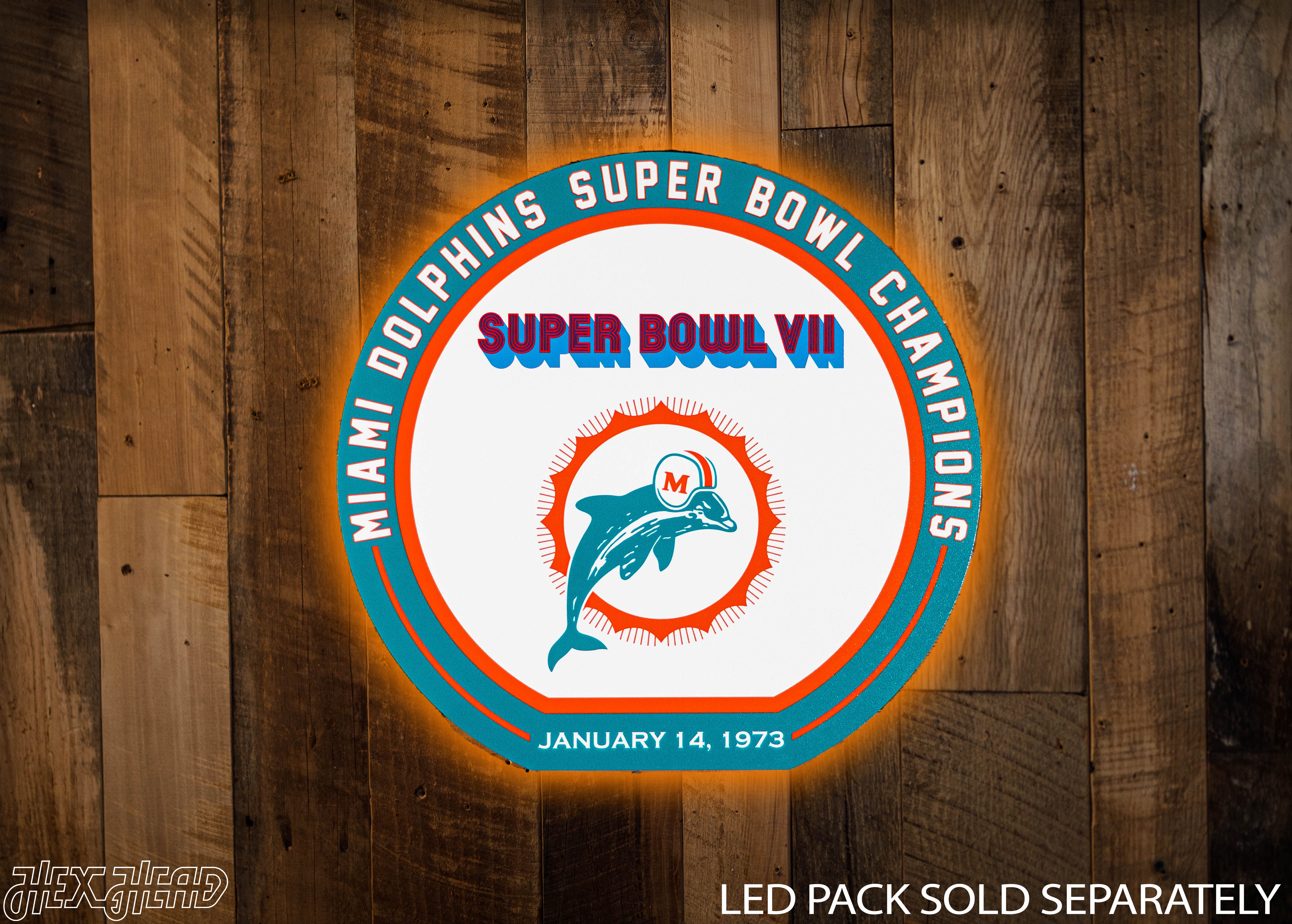 VARSITY Collection- SINGLE Layer Miami Dolphins Super Bowl "VII" Metal Wall Art