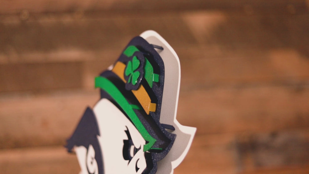 Notre Dame Fighting Irish Football Leprechaun 3D Vintage Metal Wall Art