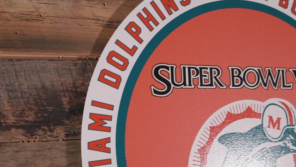VARSITY Collection- SINGLE Layer Miami Dolphins Super Bowl "VIII" Metal Wall Art