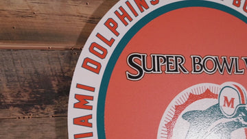 VARSITY Collection- SINGLE Layer Miami Dolphins Super Bowl "VIII" Metal Wall Art