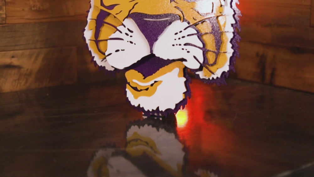 LSU VAULT Tiger 3D Vintage Metal Wall Art