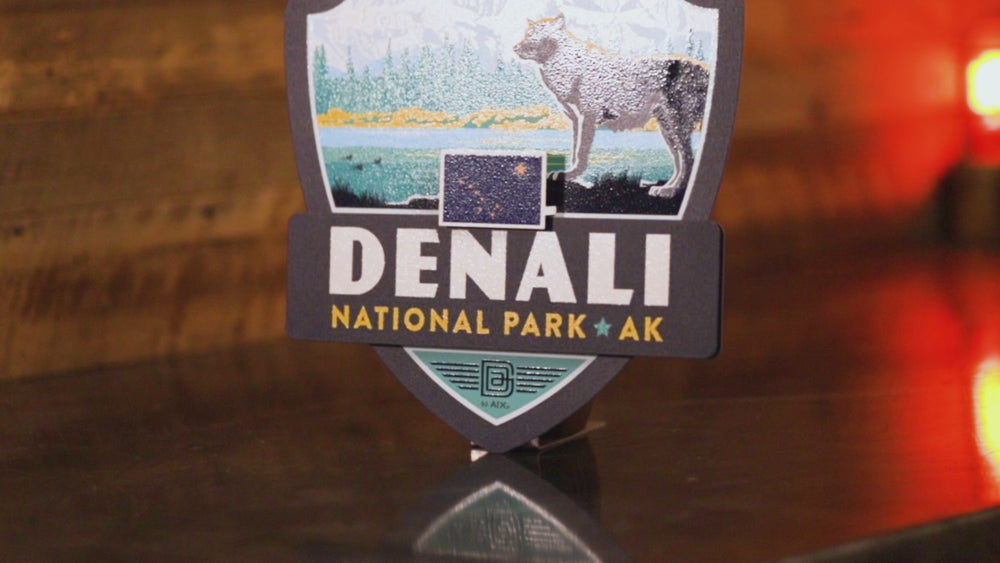 Denali National Park Badge 3D Metal Wall Art