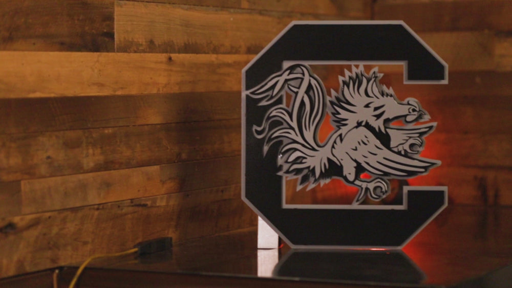 MONOCHROME - South Carolina Gamecocks "Block C" 3D Vintage Metal Wall Art