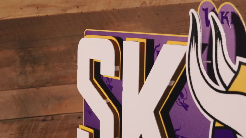 Minnesota Vikings "SKOL" Hex Head Exclusive 3D Vintage Metal Wall Art