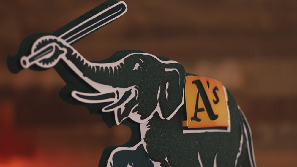 Oakland A's Green Elephant "STOMPER" 3D Vintage Metal Wall Art