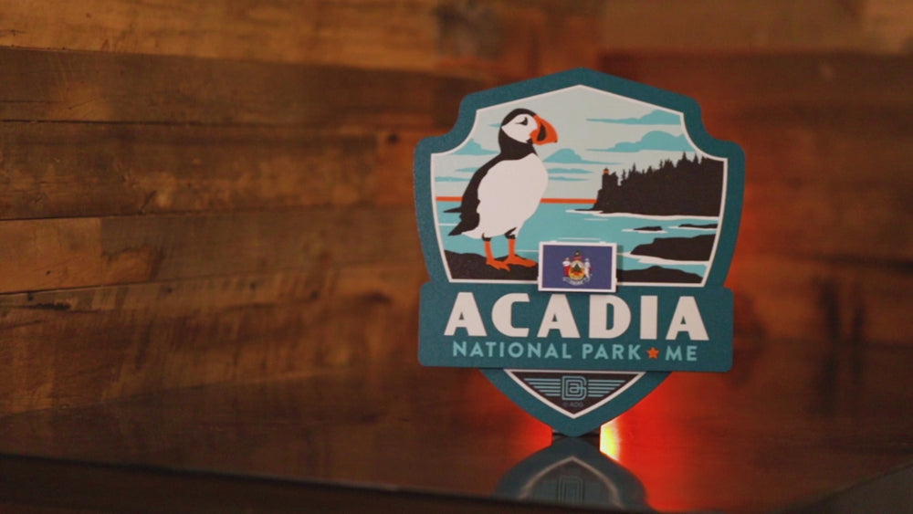 Acadia National Park Badge 3D Metal Wall Art
