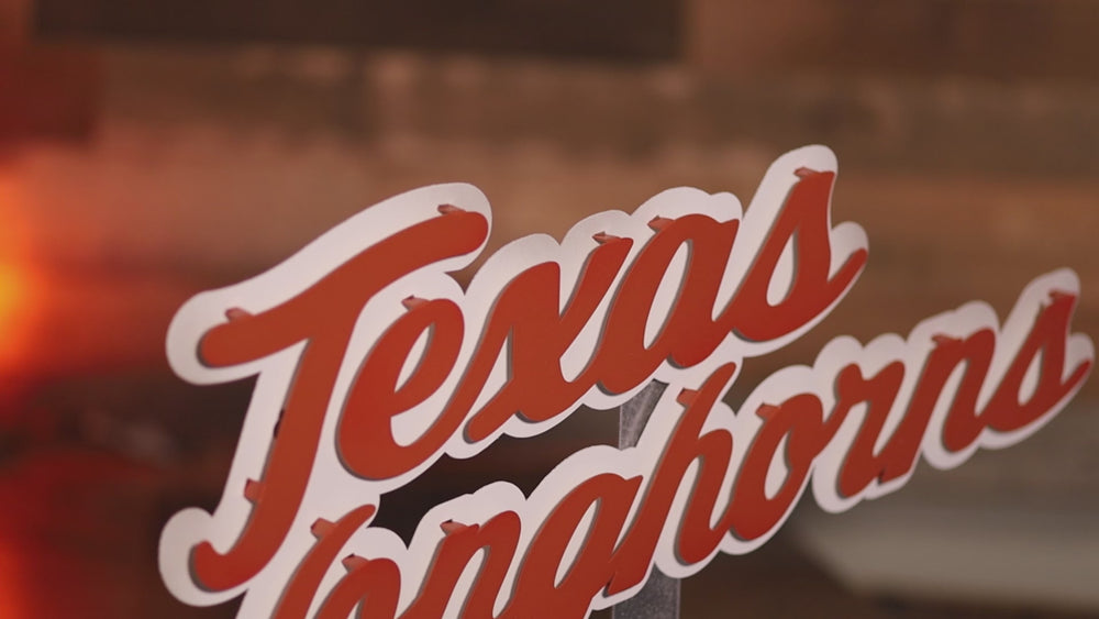 Texas Longhorns Script 3D Vintage Metal Wall Art